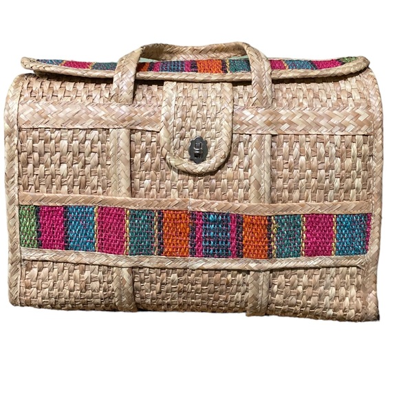 Natural Straw Weekender Tote - Picture 1 of 16